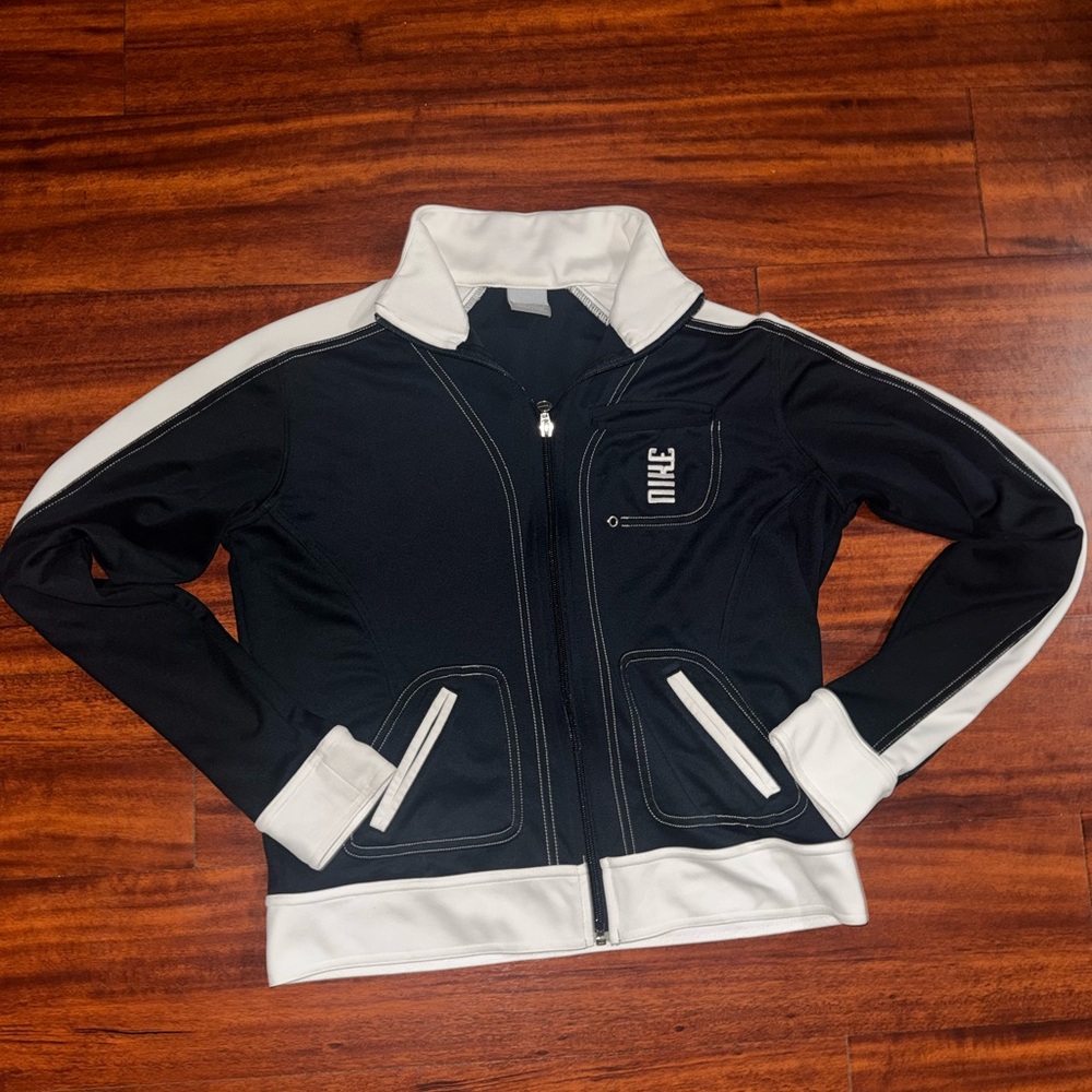 Vintage Nike Blue and White Zip-Up Jacket